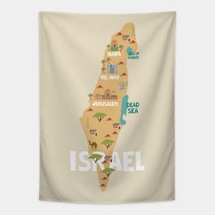 Israel Illustrated Map Tapestry