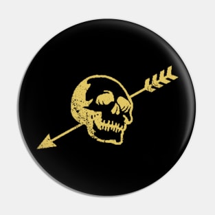 Punk Skull Distressed Vintage Skull with Arrow Pin