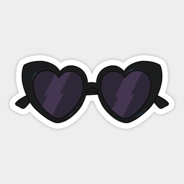 black heart shaped sunglasses aesthetic dollette coquette - Girl - Sticker