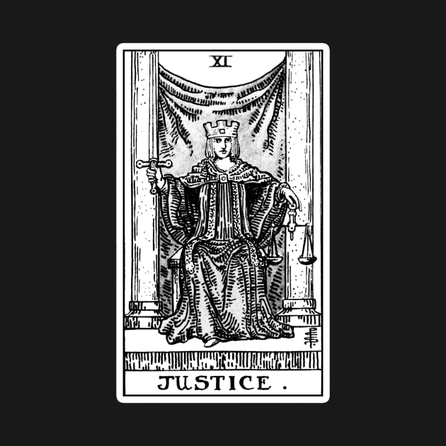 XI. Justice Tarot Card | Black and white by wildtribe