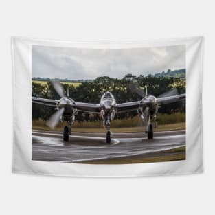 Silver P-38 Lightning Tapestry