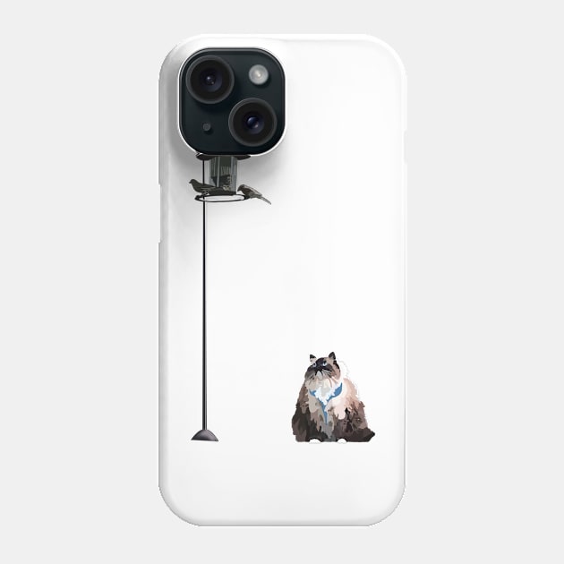 Cat Meets Birds Phone Case by MoreThanADrop