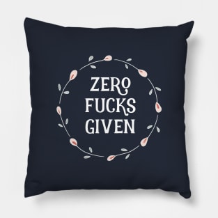 Zero Fucks Given Floral Circle Pillow