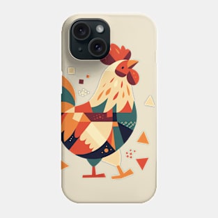 Geometrical Colorful Rooster. Adorable Mosaic Cute Kawaii Simple Bird Phone Case