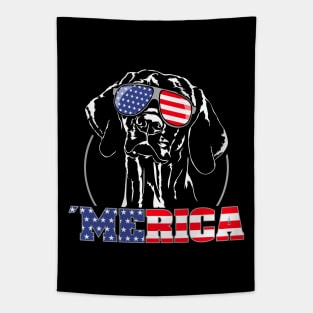 Hungarian Vizsla American Flag Merica patriotic dog Tapestry