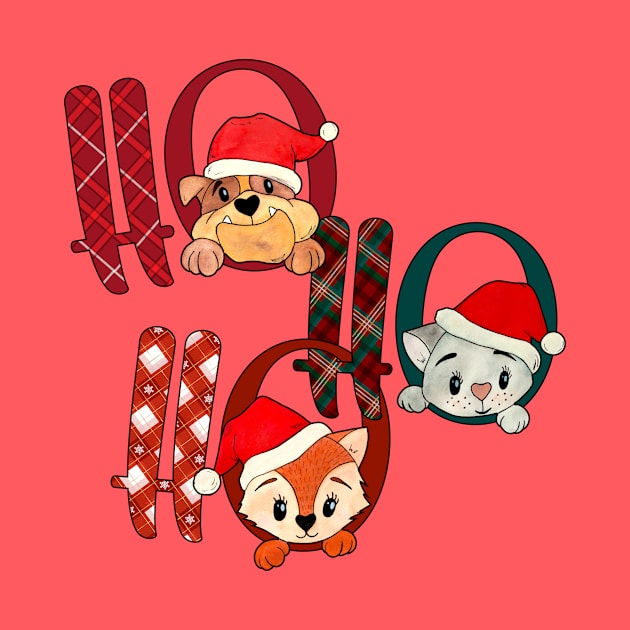 HO HO HO CUTE CAT AND DOGS by hippyhappy