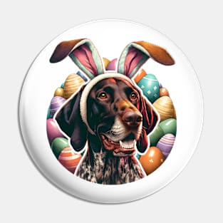 German Shorthaired Pointer Celebrates Easter with Bunny Ears Pin