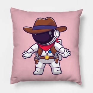 Cute Astronaut Cowboy Cartoon Pillow