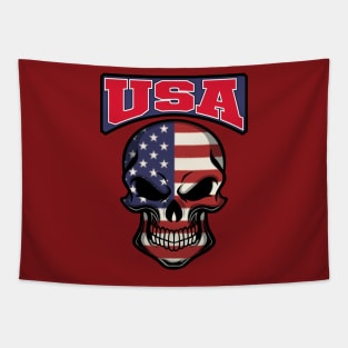 USA FLAG IN A SKULL EMBLEM Tapestry