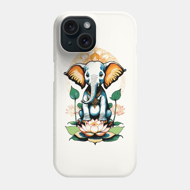 Ganesh Elephant lotus Mandala Phone Case by mariasshop