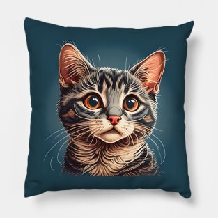 Retro Cute Cat Vintage Style Funny Cat - Love Cats Pillow