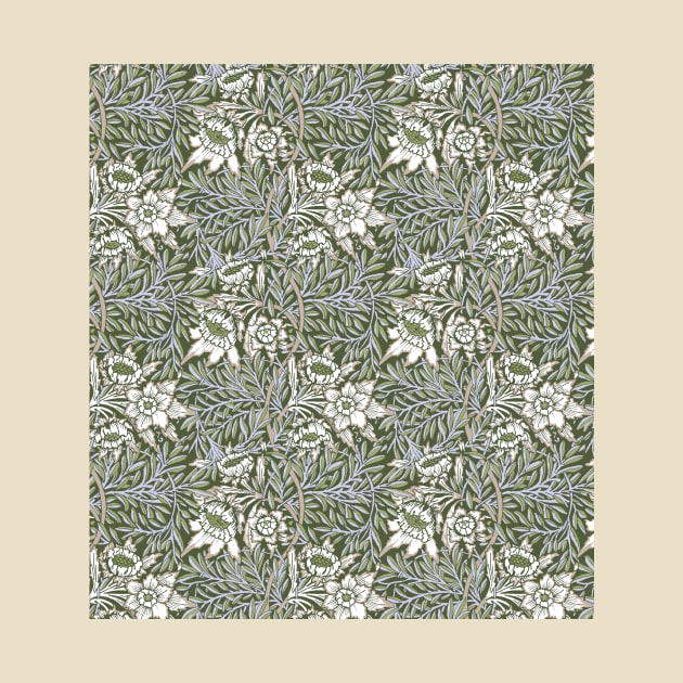 William Morris Tulip and Willow Pattern on Pale Green by tiokvadrat