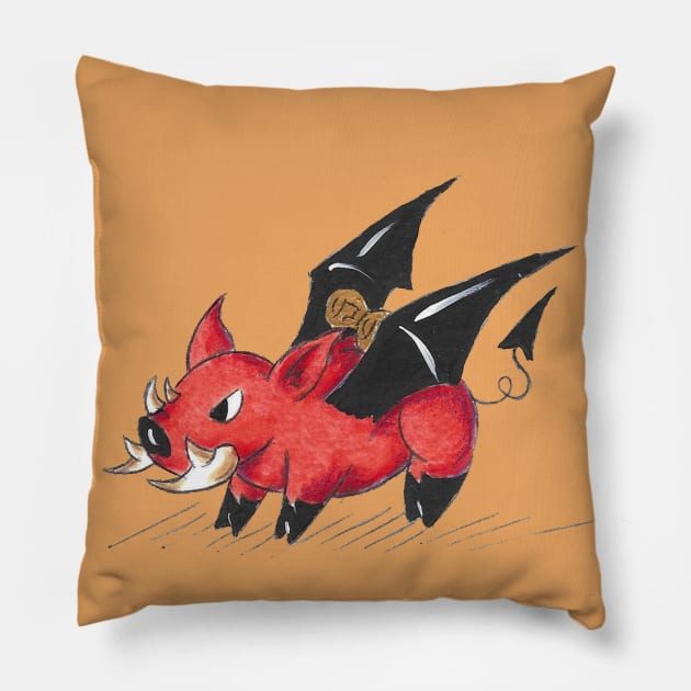 Underworld's Piggybank Pillow by KristenOKeefeArt