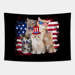 Funny Cat Patriotic USA Cat Lovers Cat Moms 4th July American Tapestry