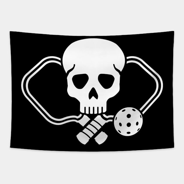 Pickleball skull Tapestry by Designzz