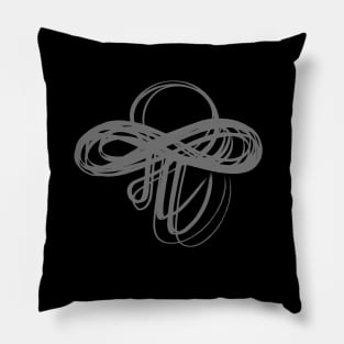 Marathi Text Spells Like English Pronoun ME  and the Meaning is I am. It is Combined with an Infinity Symbol to Express the thought that I am  Infinite, I am Universe. Colored in Gray Pillow