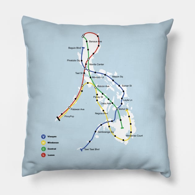 Philippines Transit Map Pillow by pinoypop