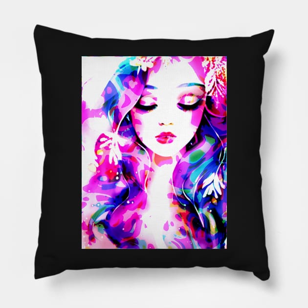 Graphic Pop Art Female Pillow by ontheoutside