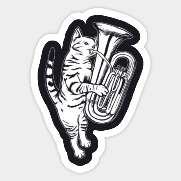 Cat Playing Tuba T Shirt Cool Musician Marching Band Cat