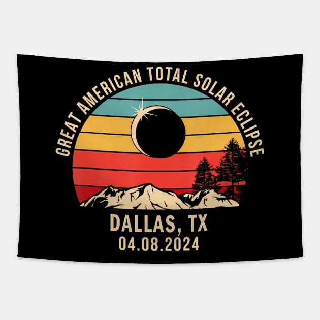 Dallas Tx Texas Total Solar Eclipse 2024 Tapestry by Diana-Arts-C