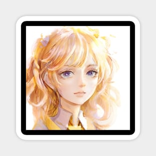 Blonde Hair Anime Girl Magnet