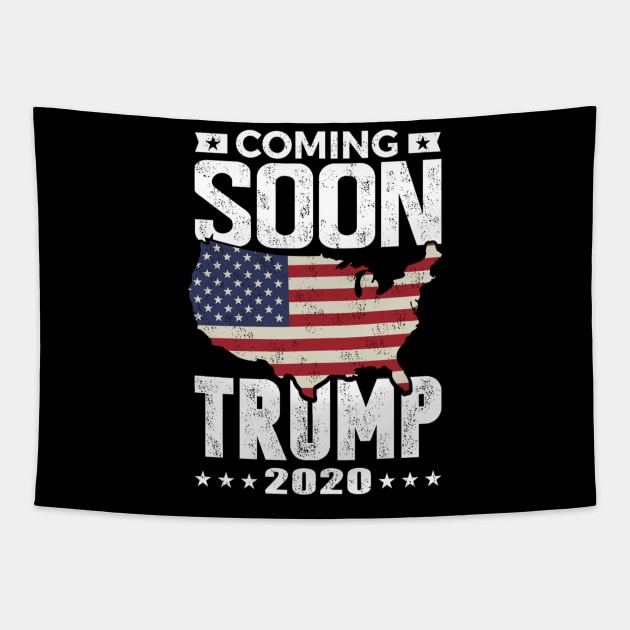 Funny Coming soon Trump 2020 political rally Tapestry by cedricchungerxc