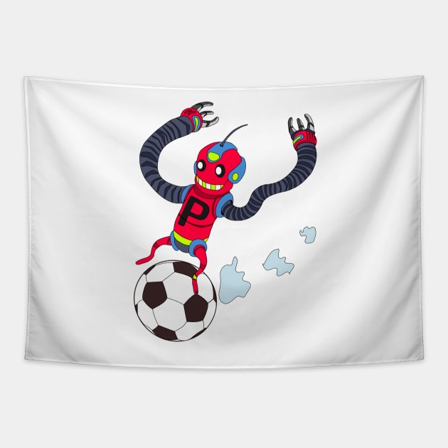 robot or soccer Tapestry by davlem