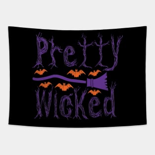 Pretty Wicked, halloween inspired typography design Tapestry