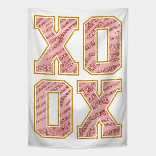 XOXO varsity letters pink glitter tiger print Tapestry