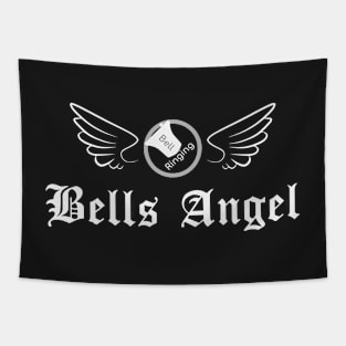 Bell Ringing - BELLS ANGEL - white text Tapestry