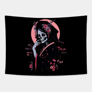 Geisha | Grim Reaper Geisha Skull | Cool Retro Japanese Aesthetic Tapestry