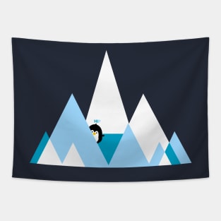 Funny penguin and triangles Tapestry