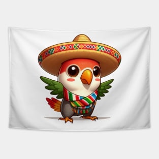 cute love bird wearing meksican costum Tapestry