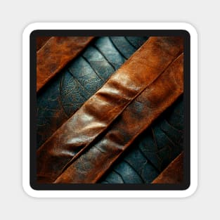 Worn leather stripes, natural and ecological leather print #23 Magnet