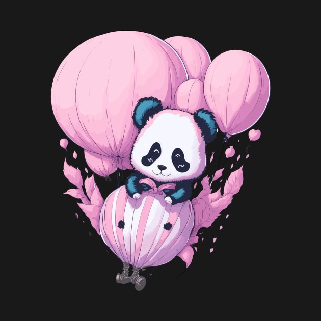 Watercolor: panda on balloon by ARTsawin