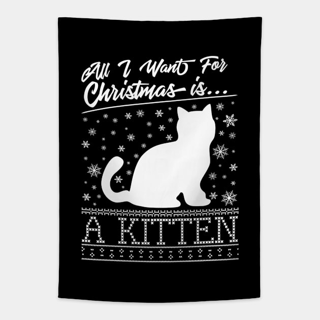 All I Want For Christmas Is A Kitten Knit Pattern Tapestry by Rebus28