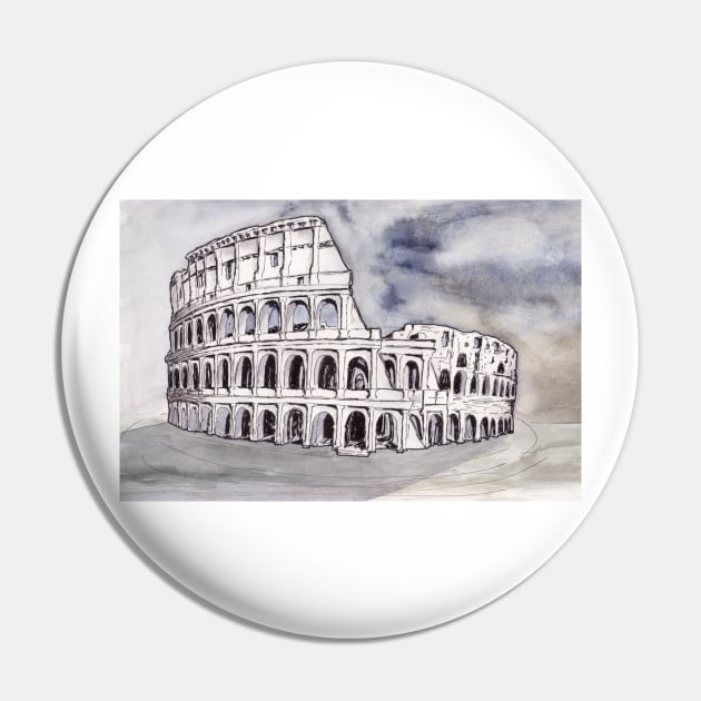 Hand drawn Colosseum Pin by jitkaegressy