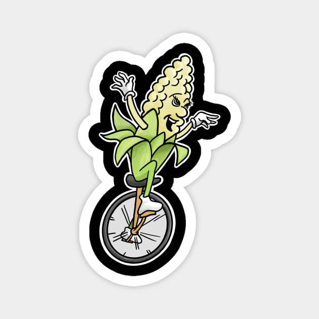 Unicorn - Corn on a Unicycle Magnet by Doodl