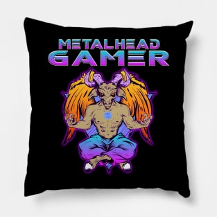 Metalhead Gamer Baphomet Meditate Blue Tone Pillow