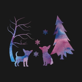 Chihuahua Winter Snowflakes Art T-Shirt