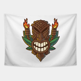 Funny Tribal Tiki Head Tapestry