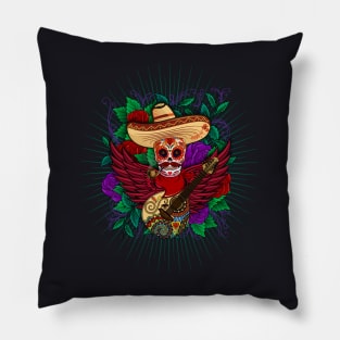 Funny Sugar Skull Music Lover Pillow