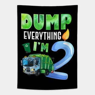 Recycling Trash 2 Years Old Garbage Truck 2nd Birthday Kids Tapestry