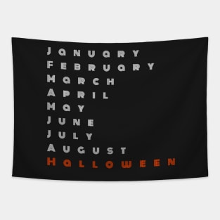 Funny August Halloween Minimalist Calendar Months Of The Year October Missing Tapestry