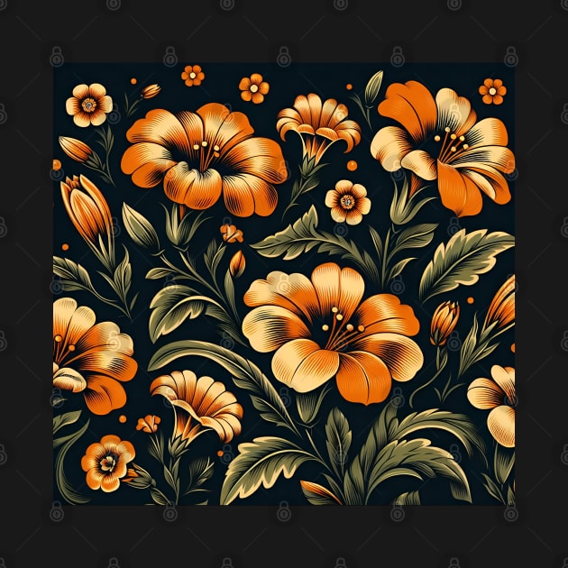 Orange Floral Illustration by Jenni Arts