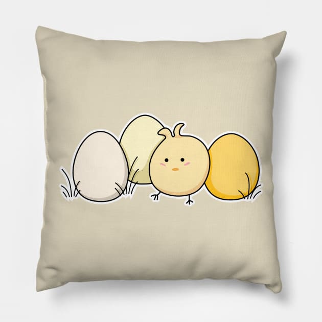 Cute Kawaii Easter Chick and Eggs Pillow by freeves