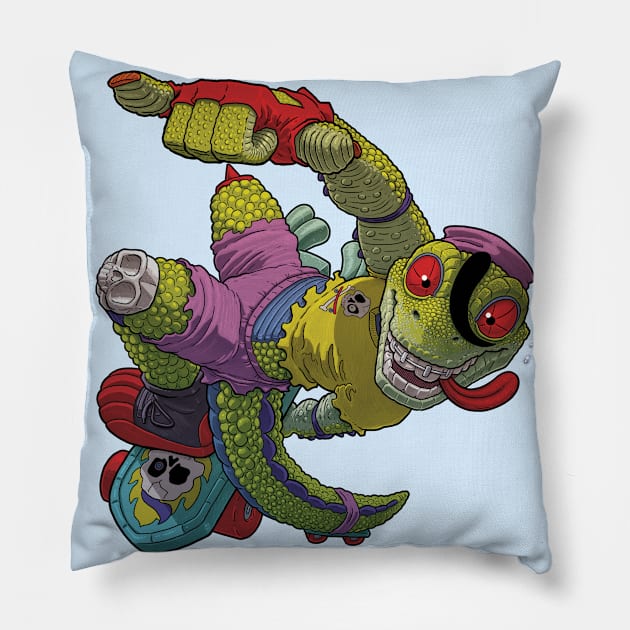 Mondo Gecko, The Mutant Skater Pillow by JENNEX