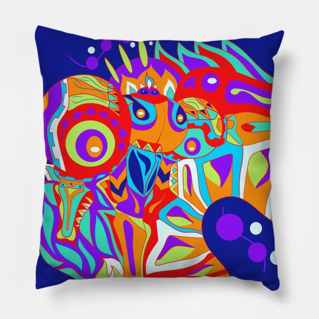 alien in armor ecopop Pillow by jorge_lebeau