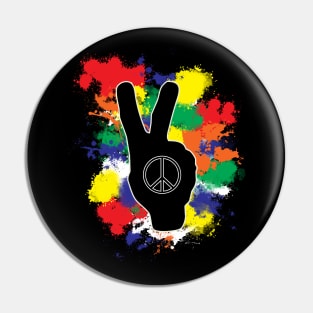 Peace Sign Hand Color Splash Pin