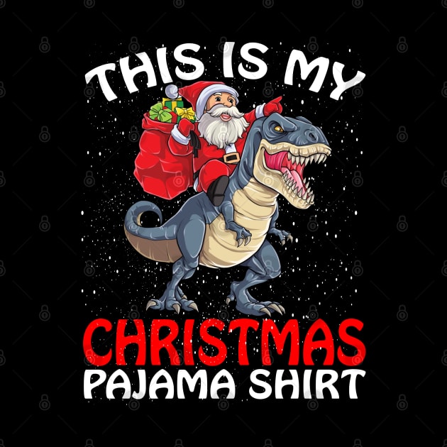 This is my Christmas Pajama Shirt Santa Riding Dinosaur by intelus